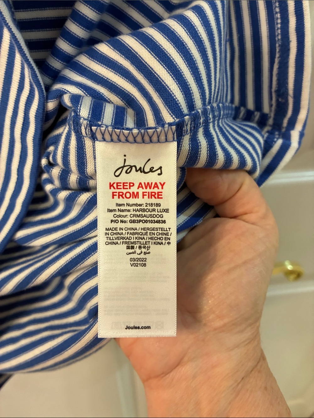 NWT Joules Harbor Luxe Blue White Stripe Sequin Daschund Dog Jersey Top SZ 6 - Picture 6 of 7